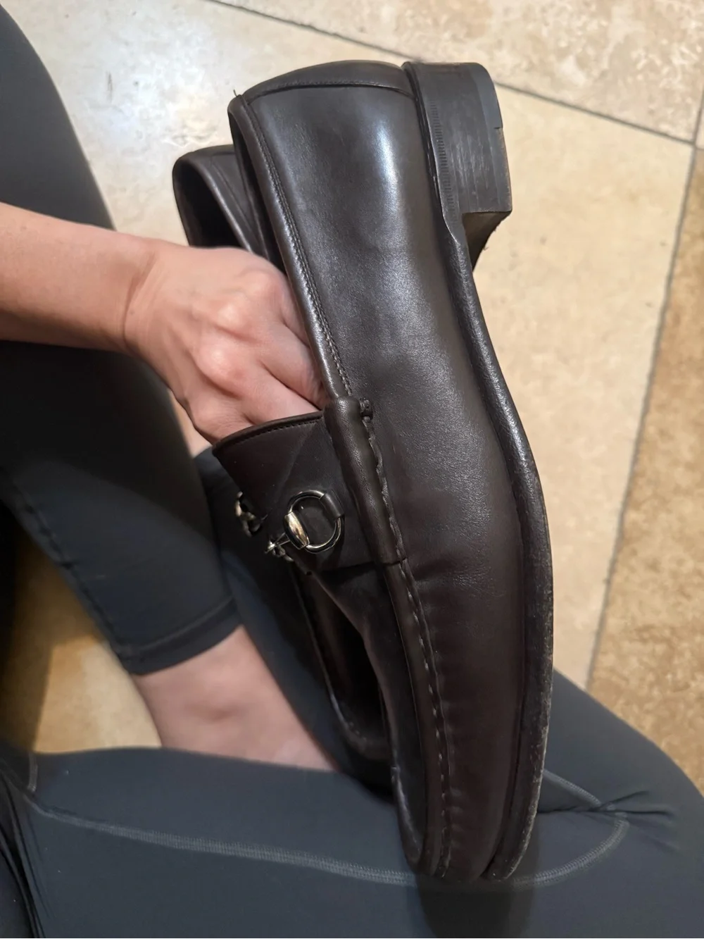 Gucci Dark Brown Leather Horsebit Slip-On Loafers